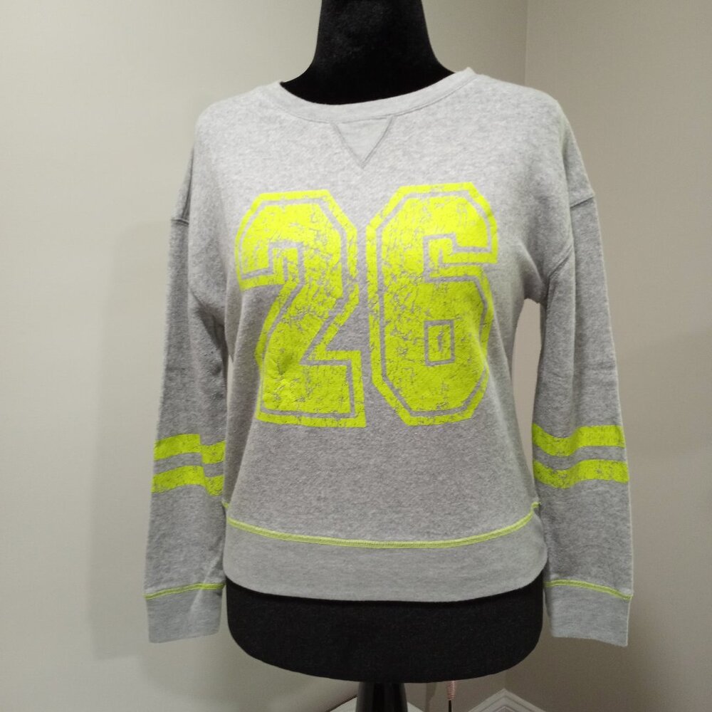FEATHERS COTTON POLYESTER BLEND GREY & NEON 26 SWEATSHIRT WOMEN SIZE M